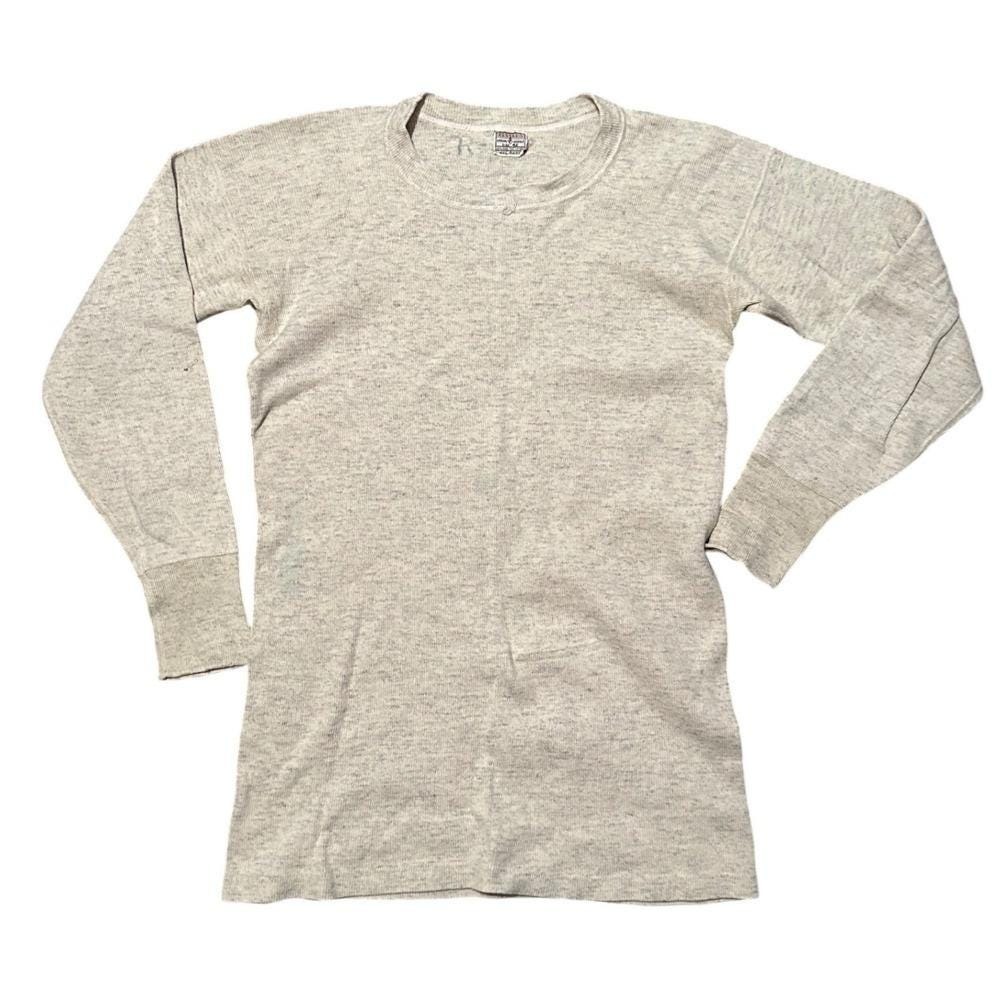 VINTAGE 40's PENNEYS SPRING NEEDLE THERMAL SHIRT SIZE 42 WOOL COTTON LONG SLEEVE